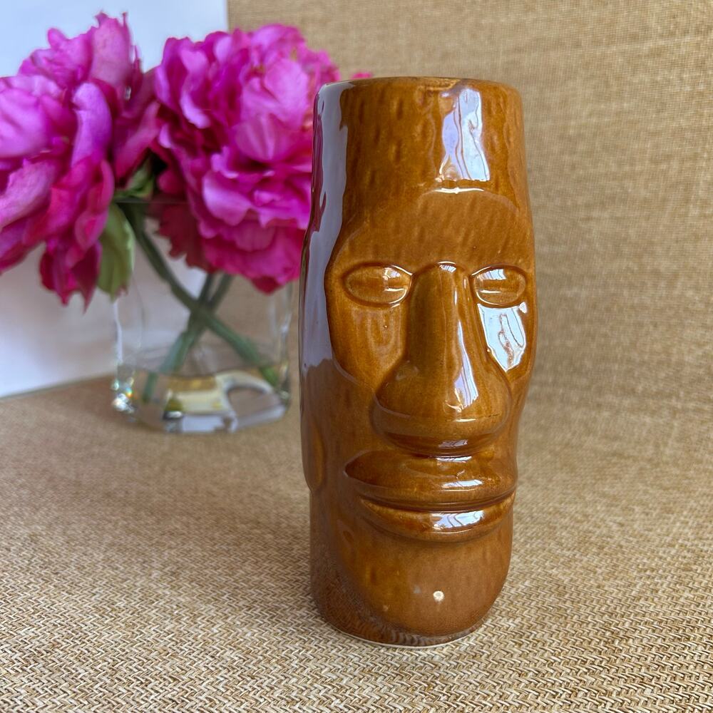Vintage Tiki Mug DW128 Brown Ceramic Polynesian Barware